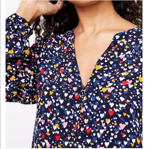 Ann Taylor LOFT Heart Print Swing dress size Medium - Picture 2 of 9